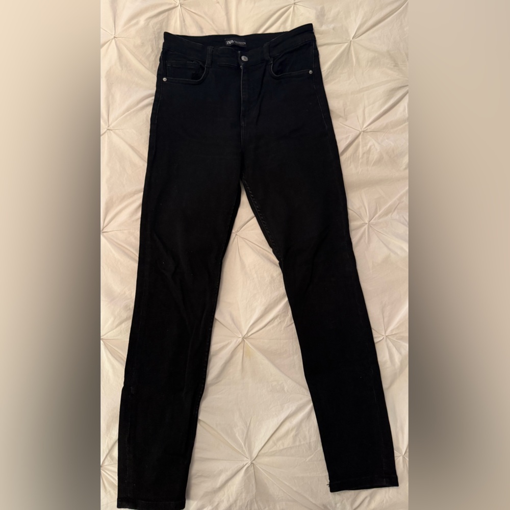 ZARA HIGH-WAISTED SKINNY JEANS BLACK DENIM